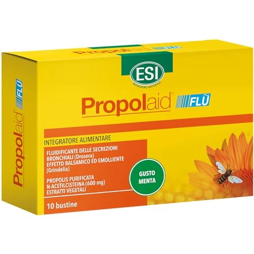 Offerta a tempo: ESI - Propolaid Propolaidflu, Integratore Alimentare con Propolis, Azione Emolliente e Balsamica sulle Vie Respiratorie, Contro i Sintomi da Raffreddamento, 10 Bustine - 20% da 8.90 € a 7.10 €