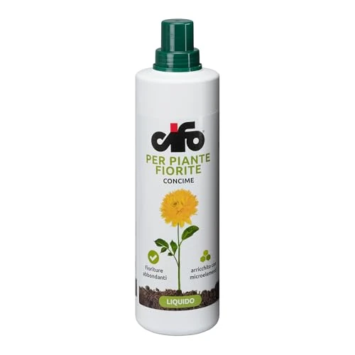 Offerta a tempo: CIFO- Concime Piante Fiorite Liquido, Fertilizzante per Piante da Fiore Casa Terrazzo e Balcone - Contribuisce alla Crescita, Intensifica la Colorazione Verde ed Evita Ingiallimenti, Made in Italy, 1l - 0.00% da 12.90 € a 12.90 €