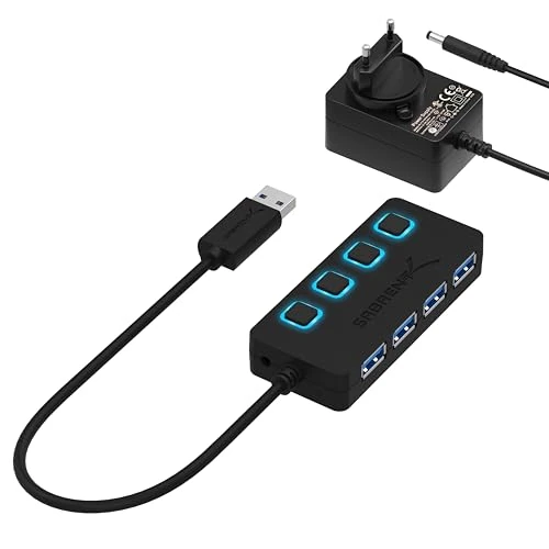Oferta limitowana: SABRENT Hub USB 3.2 Gen 1 [4 porty], listwa zasilająca USB, rozdzielacz USB, pojedyncze przełączniki ON/OFF i diody LED z zasilaczem, do PS4/PS5, PC, laptopa, pamięci USB (HB-UMP3) z 81.92 zł na 81.92 zł (oszczędź 0.00%)