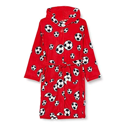 Playshoes Jongen Fleece Badjas Voetbal, Badjas, Rood, 98-104