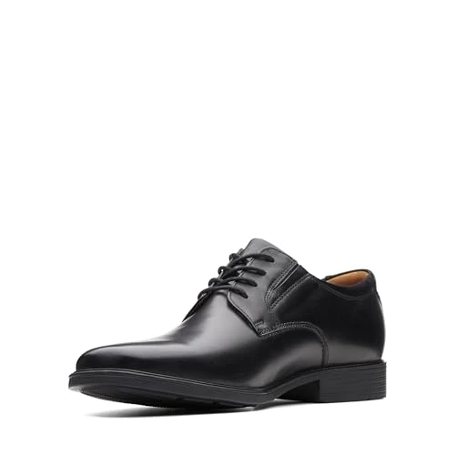 Clarks Tilden Plain Derby, Zapatos de Cordones Derby para Hombre Negro Black Leather, 41 EU