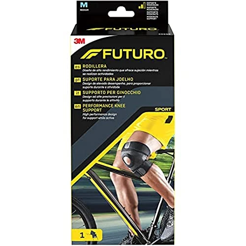 FUTURO Performance Knee Support, Medium (38.1 - 43.2 cm) – General Support, Breathable and Odour-Resistant, Open Patella Design, Adjustable Fit