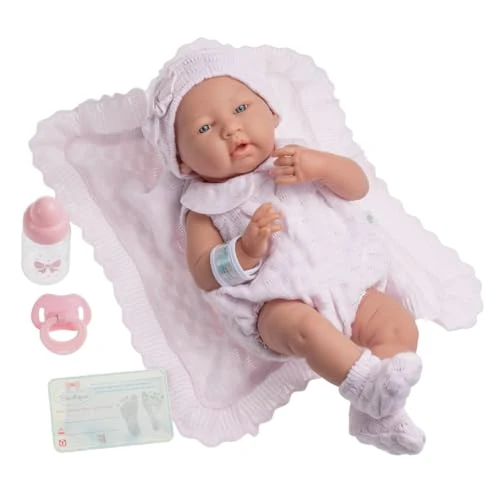 Limited offer: Berenguer Realistic Little Girl Doll – Pink Knitted Outfit with Blanket, 15" from 59.40 EUR to 41.43 EUR (save 30%)