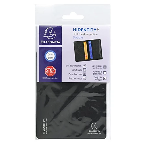 Exacompta - Rif 5402E - Hidentity RFID doppia custodia protettiva per carte di credito - 95 x 125 mm di dimensione, 2 facce, adatta per carte di credito - protegge da lettura fraudolenta della carta