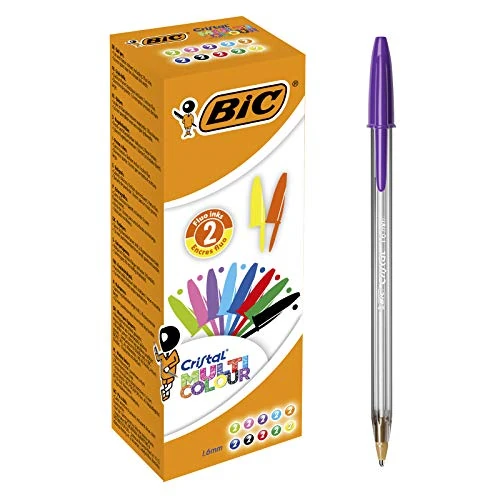 Offerta a tempo: BIC, Cristal Multicolour, Penna Sfera Colorate, Punta Larga 1.6mm, Cancelleria Scrittura Scuola, Università e Ufficio, Confezione da 20 Unità - 0.00% da 9.07 € a 9.07 €