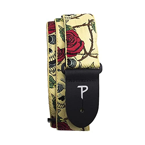 Offerta a tempo: Perri's Leathers Ltd. - Tracolla per Chitarra - Nylon - Jacquard - Rose & Teschi - Beige - Regolabile - Per Chitarre Acustiche/Elettriche/Bassi - Fabbricata in Canada (TWS-7143) - 0.00% da 32.53 € a 32.53 €