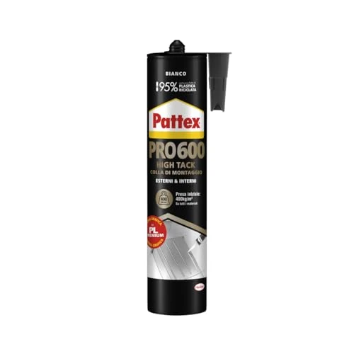 Offerta a tempo: Pattex PRO 600, Colla di Montaggio, Colla forte per interni e esterni, Adesivo sigillante resistente ad acqua e raggi UV, bianco, 1x440g - 63% da 17.90 € a 6.71 €