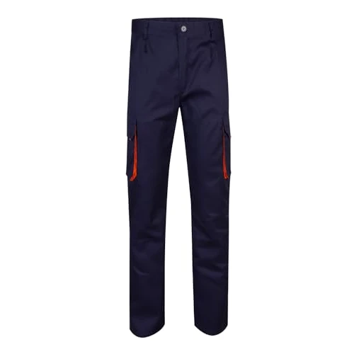 Velilla 103004 - Pantalon multipoches (taille 46) couleur bleu foncé et orange