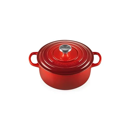 Le Creuset Cocotte rotonda Evolution in ghisa vetrificata con Coperchio, diameter 20 cm, Ciliegia, 21177200602430