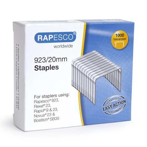 Offerta a tempo: Rapesco 1241 Punti Galvanizzati Professionali Tipo 923/20 mm, Confezione da 1000 - 52% da 7.56 € a 3.65 €