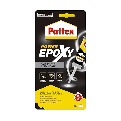 Offerta a tempo: Pattex Power Epoxy Saldatutto Mix 5 minuti, Colla epossidica, 1 x 12 g - 19% da 9.90 € a 8.05 €
