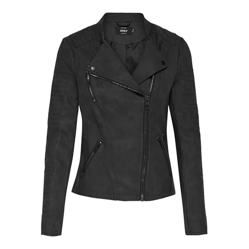 ONLY Dames Onlava Faux Leather Biker OTW Noos jas, zwart, 36