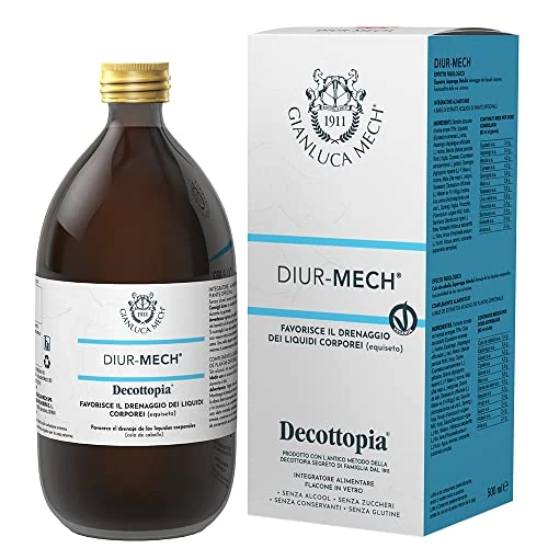 Gianluca Mech - Diur-Mech, Suplemento Alimenticio Keto de 500 ml, Contrarresta la Retención de Líquidos, Favorece la Funcionalidad Urinaria, con Cola de Caballo, Vegano