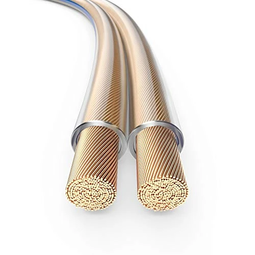 PureLink SP000-015 Cable de altavoz 2 x 1.5 mm² (99.9% OFC cable de cobre sólido 0.10mm) Cable de altavoz de alta fidelidad, 15m, transparente