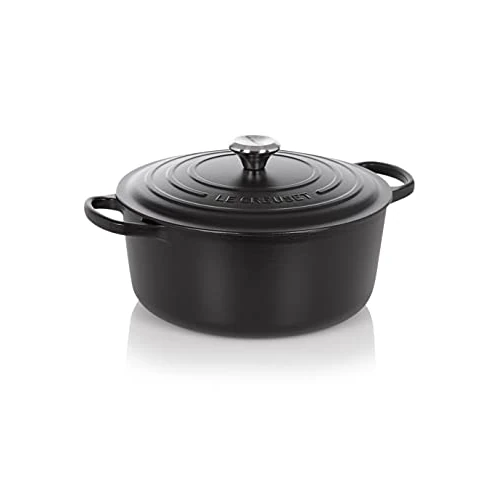 Le Creuset Signature Gusseisen-Bräter mit Deckel, Ø 26 cm, Rund, Für alle Herdarten und Induktion geeignet, Volumen: 5,3 l, 5,135 kg, Schwarz, 21177260000430