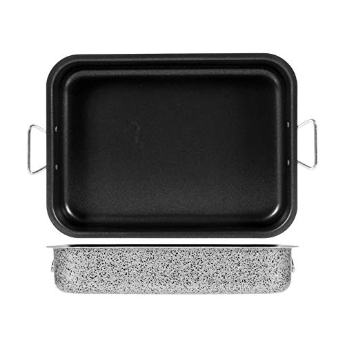 Home Salt Peper rosticciera, Non-Stick Coating, 35 x 25 cm, Aluminium, black/grey
