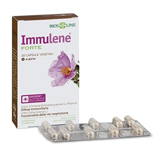 BIOS LINE Immulene Forte, Integratore Alimentare, Sostiene Le Difese Immunitarie e Contribuisce Alle Funzionalità Delle Vie Respiratorie, 20 Capsule Vegetali…