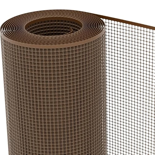 TENAX Quadra 10 Protective Net Plastic Brown 1.00 x 5 m Multi-Purpose Net with Square Mesh to Protect Balconies, Fences and Railings