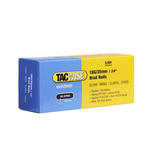 Offerta a tempo: Tacwise 0399 Chiodi Brad Galvanizzati Tipo 18G / 35 mm, Confezione da 5000 - 44% da 22.70 € a 12.72 €