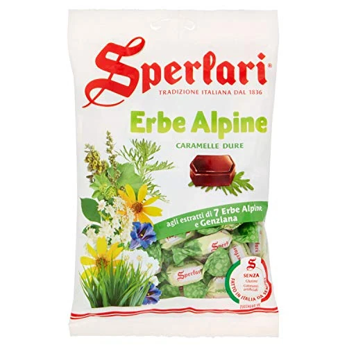 Sperlari - Caramelle Dure Agli Estratti Di 7 Diverse Erbe Alpine, Senza Glutine - Sacchetto Da 200 Gr