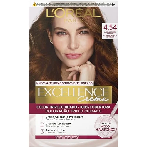 Offerta a tempo: L'Oreal Tintura per Capelli, Excellence Creme, 200 gr, 4.54 Castaño Caoba Cobrizo - 15% da 11.20 € a 9.49 €