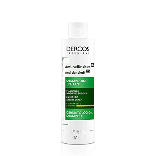 Vichy Dercos Anti Dandruff and Anti Itch Shampoo for Dry Hair and Scalp, Targets and Protects Against Dandruff, 200ml