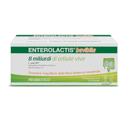 Enterolactis Bevibile, confezione da 12 flaconcini 10 ml, gusto fragola: fermenti lattici, probiotici, supporto all'equilibrio della flora intestinale, anche in gravidanza e allattamento