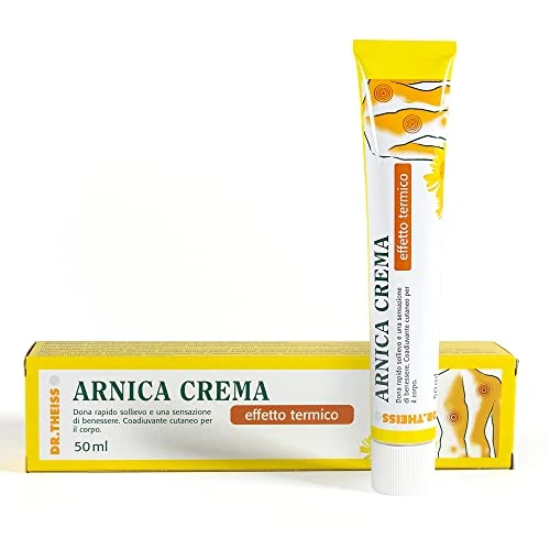 Dr. Theiss Arnica Crema Effetto Termico. Crema Arnica concentrata Riscaldante 50 ml Estratto di arnica forte. Sollievo cervicale schiena ginocchio