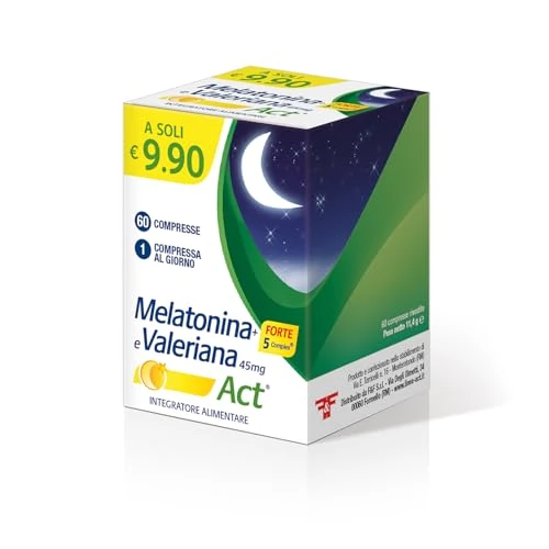 Offerta a tempo: Melatonina Act + Forte 5 Complex - 60 Compresse — 44% da 9,90 € a 5,54 €