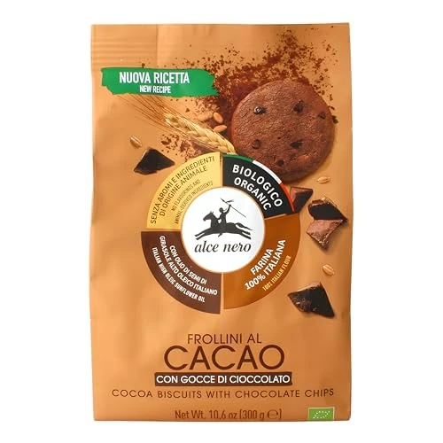 Offerta a tempo: Frollino al cacao con gocce cioccolato Bio Alce Nero 300g - 44% da 4.95 € a 2.79 €