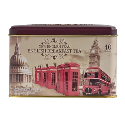 Offre limitée : New English Teas Vintage London Tea Tin with 40 English Breakfast teabags de 13.33 € à 12.99 € (3% de remise)