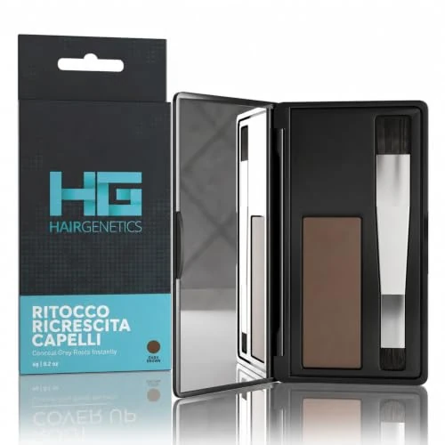 Offerta a tempo: Hair Genetics Root Cover Up Ritocco Ricrescita Radici Professionale – Copre i Capelli Bianchi, Riempie le Sopracciglia - Resiste a più Lavaggi, Prodotto in Polvere, (marrone scuro) - 0.00% da 17.99 € a 17.99 €