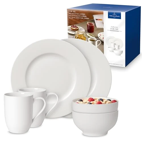 Begrenztes Angebot: Villeroy und Boch - For Me Frühstücks-Set, 6 tlg., das Allround-Talent, Premium Porzellan, spülmaschinen-, mikrowellengeeignet, weiß von 108.32 EUR auf 64.99 EUR (Rabatt 40%)