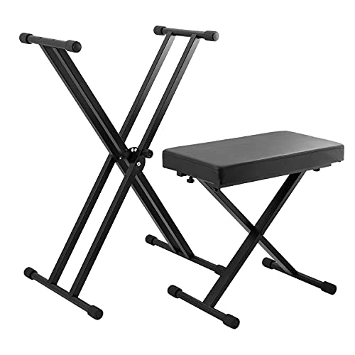 Offerta a tempo: Tiger Kap-Pk2 Set Supporto per Tastiera e Sgabello , Set Supporto per Tastiera e Sgabello per Pianoforte con Doppio Telaio A X - 15% da 89.99 € a 76.49 €