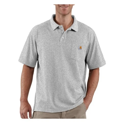 Tijdelijke aanbieding: Carhartt Heren Aannemer Werk Pocket Polo Shirt, Hei Grijs, XS van 39.89 € naar 17.49 € (56.15% korting)