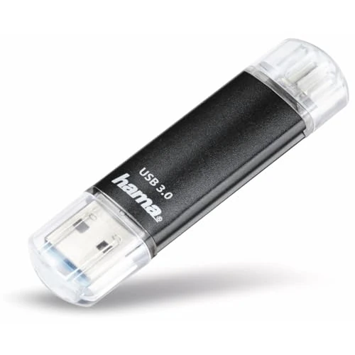 Hama Laeta Twin Clé USB 3.0 - Flash Drive 128 Go, Vitesse jusqu'à 40 Mo/s, Clef avec connecteurs USB A & Micro USB, pour PC/Mac - Grise