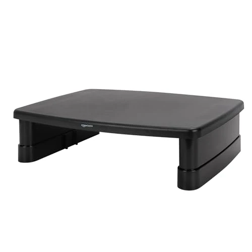 Zeitlich begrenztes Angebot: Amazon Basics Höhenverstellbarer Monitorständer mit Organizer, 3-stufiges Stapelbares Design, ABS-Kunststoff, Trägt bis zu 10,0kg, für Monitore & Laptops, Schwarz von 13.51 € auf 13.51 € (0.00% Rabatt)