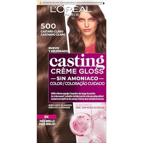 L'Oreal Paris Casting Créme Gloss Coloración Sin Amoniaco, Tono: 500 Castaño Claro, El embalaje puede variar