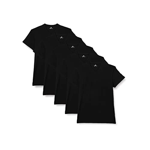 Limited offer: Herren T-Shirt mit V-Ausschnitt, 5er Pack-Schwarz-XL from 34.95 EUR to 26.90 EUR (save 23%)