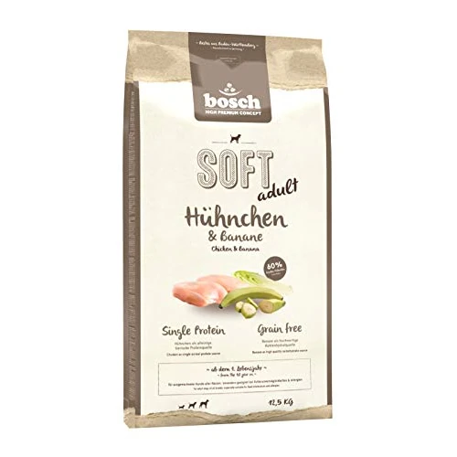 bosch Pet Food HPC SOFT Adult Chicken & Banana Semi-moist dog food for adult dogs of all breeds Single Protein Grain Free, 13.00 kg