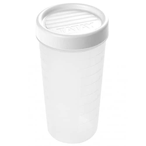 TATAY Food Container 0.6L Twist | Screw-Top Lid | Plastic Food Containers with Lids | Microwave, Dishwasher, Fridge & Freezer Safe | BPA-Free Plastic | 8.5x8.5x16.5 cm, White
