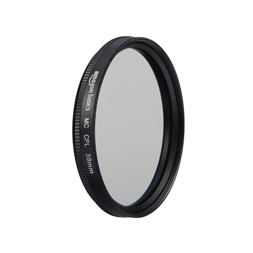 Amazon Basics 58 mm Filtro de Protección Polarizador Circular para Colores más Profundos, Reducción de Reflejos y Deslumbramientos, Multicapa, Protege contra el Polvo, la Suciedad y los Arañazos