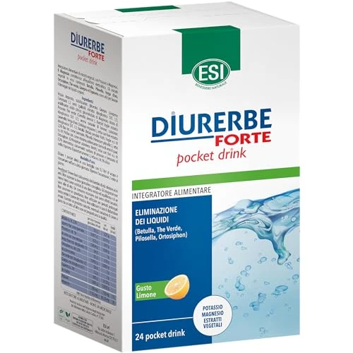 Offerta a tempo: ESI - Diurerbe Forte, Integratore Alimentare a Base di Ginepro e Tè Verde, Favorisce la Diminuzione del Ristagno di Liquidi e Tossine nel Corpo, Senza Glutine e Vegano, Gusto Limone, 24 Pocket Drink - 42% da 16.90 € a 9.88 €