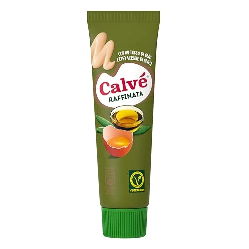 Calvé Maionese Raffinata Extra Vergine, Formato 150 ml, Maionese con Aggiunta di Olio Extravergine d'Oliva, Ideale con Carne e Verdure, Senza Glutine, Vegetariano