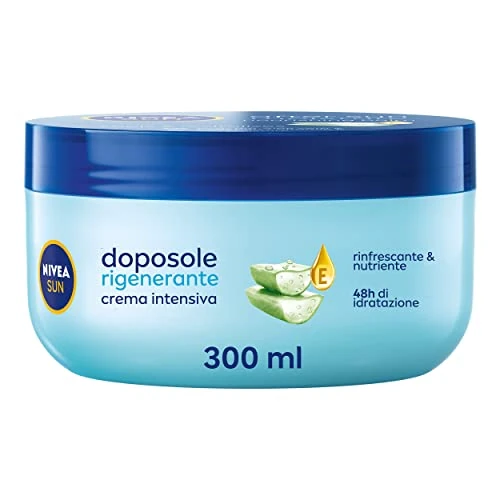 Offerta a tempo: NIVEA SUN Crema Intensiva Doposole Rigenerante 300 ml, Crema doposole corpo con aloe vera bio, acido ialuronico e vitamina E, Crema corpo idratante e rinfrescante - 5% da 8.08 € a 7.67 €