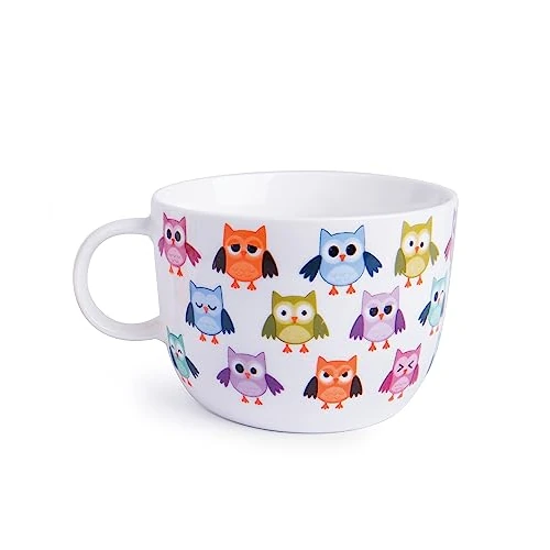 Excelsa Taza de porcelana gigante con diseño de animales, 450 ml, color blanco, 1 unidad