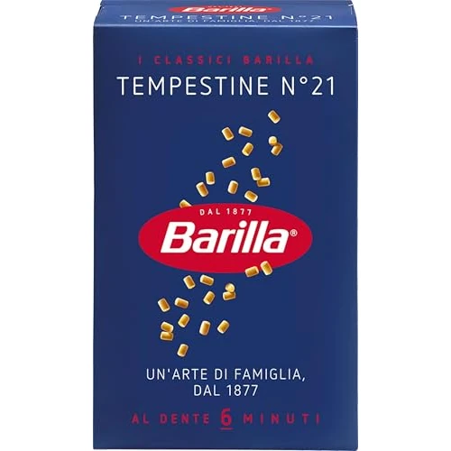 Barilla Pasta Tempestine N.21, Pastina di Semola di Grano Duro, I Classici, Tempo di Cottura 4 Minuti, Confezione da 500g