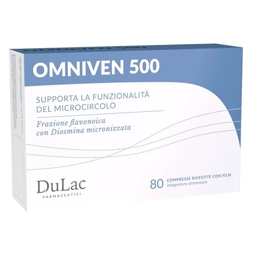 Dulac - Omniven 500, Complemento Alimenticio para la Circulación de las Piernas, 80 comprimidos, con Diosmina y Hesperidina, ideal para Piernas Cansadas, Pesadas y varices, Made in Italy