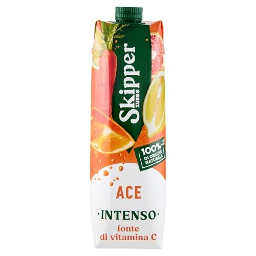 Offerta a tempo: Zuegg Skipper Succo di Frutta Gusto Ace, Bevanda a base di Succhi di Arancia, Carota e Limone con Vitamina E, Fonte di Vitamina C - Senza Glutine, 100% Ingredienti di Origine Naturale (1L) - 35% da 1.99 € a 1.29 €