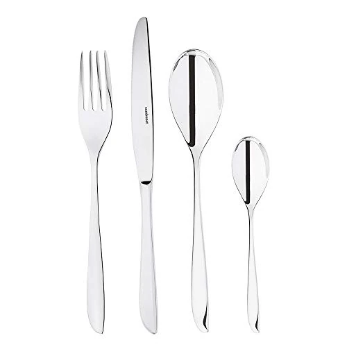 Sambonet 52163-81 Leaf - Set di Posate da Tavola monoblocco in acciaio inox 18/10, per 6 persone, 24 pezzi: 6 forchette, 6 cucchiai, 6 coltelli, 6 cucchiaini da tè